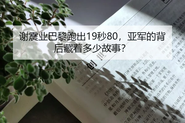 谢震业巴黎跑出19秒80，亚军的背后藏着多少故事？
